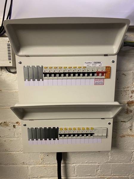 Modern consumer units with RCBO protection installed in Hertfordshire